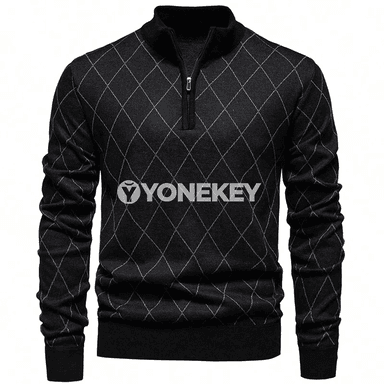 Erkekler üçin fermuarly trikotaj switer, sportcasual güýz-gyş modeli