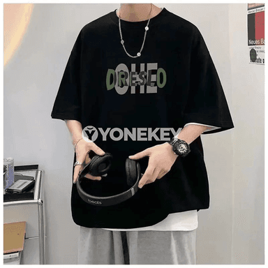 Erkekler üçin giň kesimli DRE ýazgyly moda futbolkasy, 8XL çenli