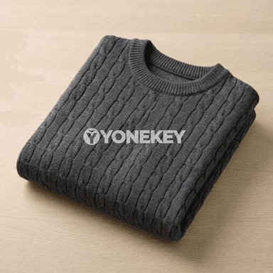 Erkekler üçin ýyly kabel trikotaž sviteri, uzyn ýeňli, ýokary rahatlyk