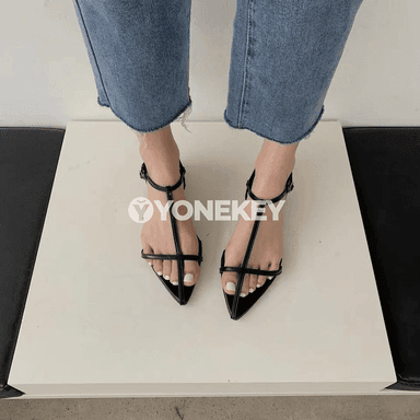 Aýal-gyzlar üçin täze moda gara gladiator sandallar