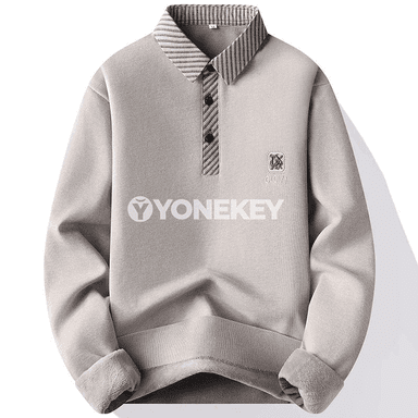 Erkekler üçin ýyly fleece switer, galstuk boýunly, sypaýy stil