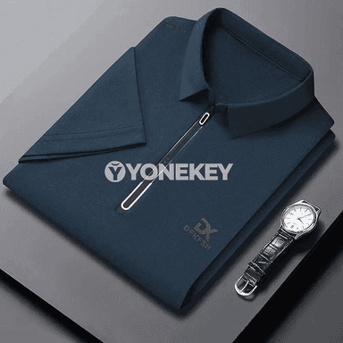 Erkekler üçin fermuarly ýazky polo köýnek, ýeňil we amatly