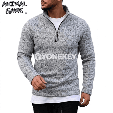 Erkekler üçin ýyly stend-gullukly zipli swetşot jaket