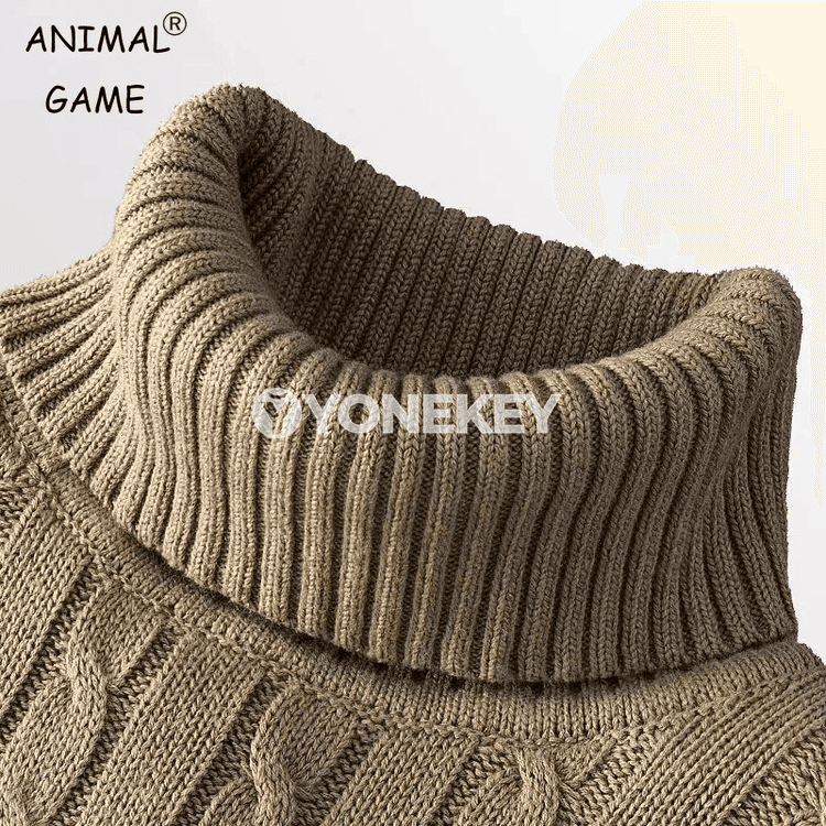 Erkekler üçin gyş ýyly turtlenek jumper, trikotaž switer