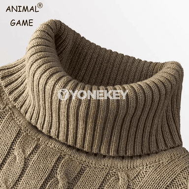 Erkekler üçin gyş ýyly turtlenek jumper, trikotaž switer