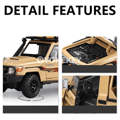 Toyota Land Cruiser LC79 1:32 metal oýunjak awtoulag, ak we sary