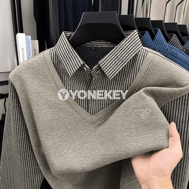 Erkekler üçin ýyly, ýumşak polo köýnek, güýz-gyş üçin