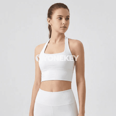 Aýal sporty bra: ýokary goldawly, arka açyk, ýoga we fitnes üçin