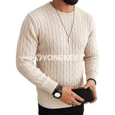 Erkekler üçin güýzki uzyn ýeňli örme switer, ýyly casual jumper