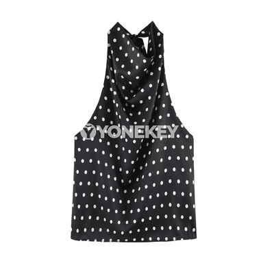 Aýal-gyzlar üçin ýeňil tank-top, boýun daňylýan, nokatly