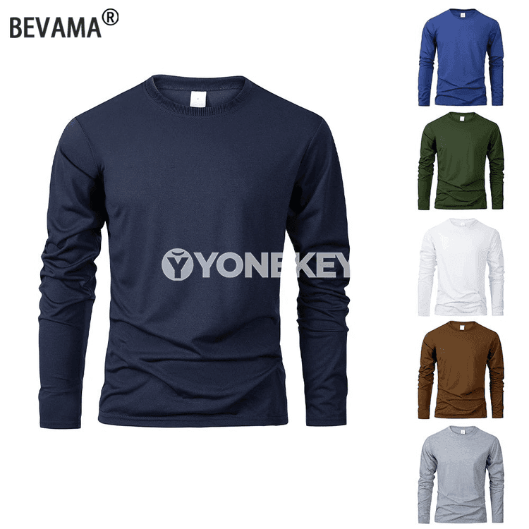 Erkekler üçin uzyn ýeňli gündelik futbolka, dem alýan rahat model