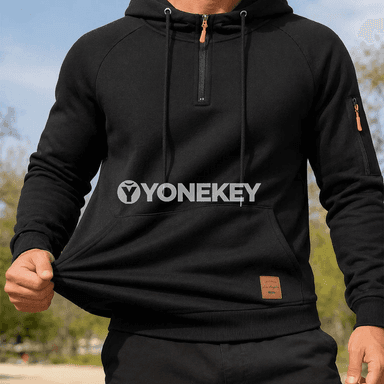 Erkekler üçin ýeňil yarım zip hudi, kapşonly sport köýnegi
