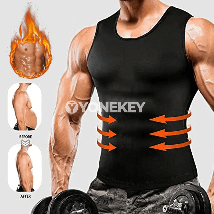 Erkekler üçin sauna görnüşli beden şekillendiriji sport köýnegi