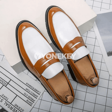 Erkekler üçin klassik deri ofis aýakgaplary, slip-on loafers