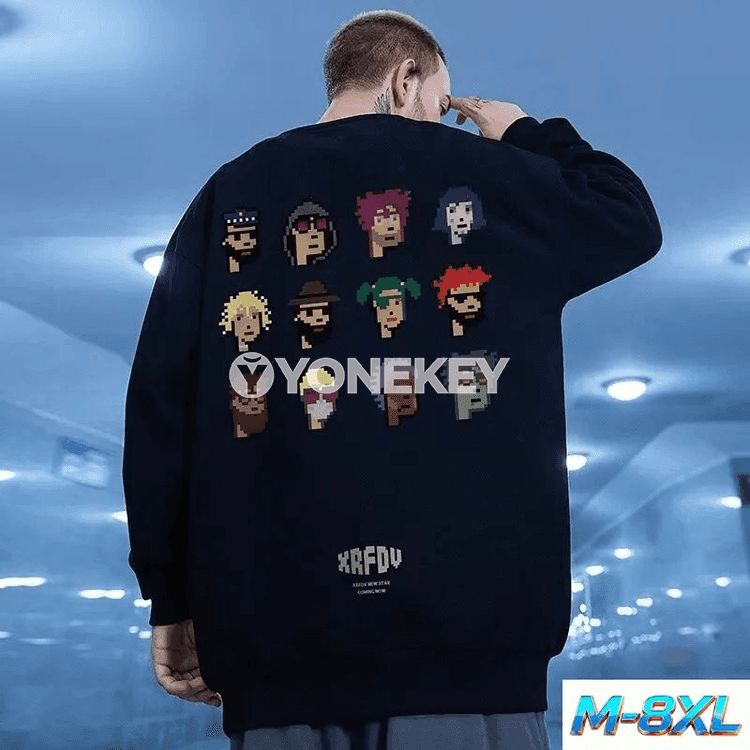 Erkekler üçin oversized sport switeri, reňkli avatar çaply