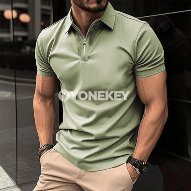 Erkekler üçin zipperli polo futbolka — tomusky rahat model