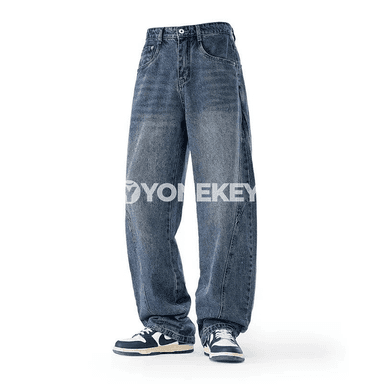 Erkekler üçin giň kesel denim balak — gündelik retro stil