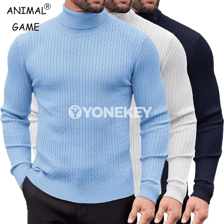 Erkekler üçin ýyly boz boýunly switer, slim görnüşli