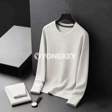 Erkekler üçin ýumşak trikotaž sweatshirt, gündelik ýeňli köýnek