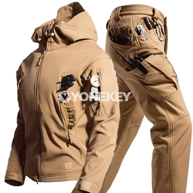 Erkekler üçin ýyly Softshell trekking kostýumy, suw geçirmeýän