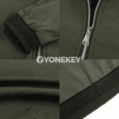 Erkekler üçin güýz bomber jaket, ýelege garşy, fermuarly