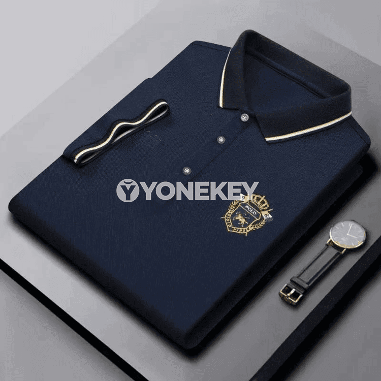 Erkekler üçin ýazky polo köýnek, nagyşly, ýeňil we dem alýan