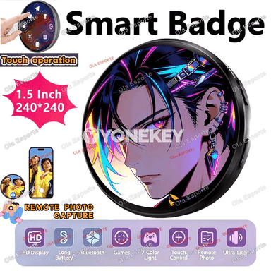Elektron badge — HD duýgur ekranly, Bluetooth arkaly surat we GIF görkeziji