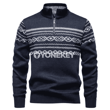 Erkekler üçin ýarym fermuarly ýyly örme pulower