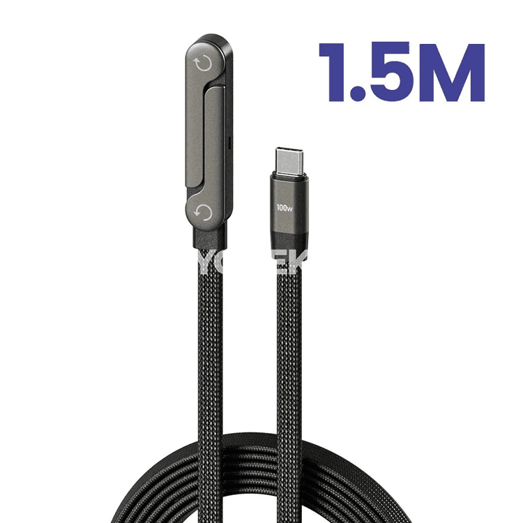 NNBILI 240W 2-si 1-de USB-C çalt zarýad kabeli, bukulýan stendli