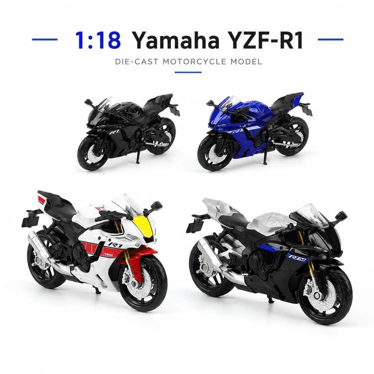 Yamaha YZF-R1M 1:18 metal model motosikl - kolleksiýa we sowgat