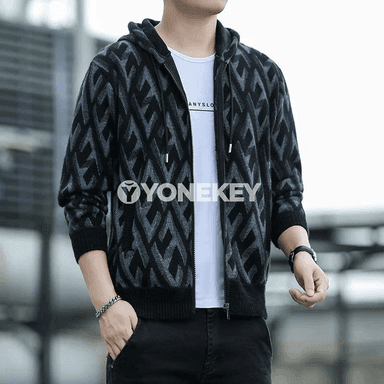 Erkekler üçin ýyly örülen kardigan jacket, täze model