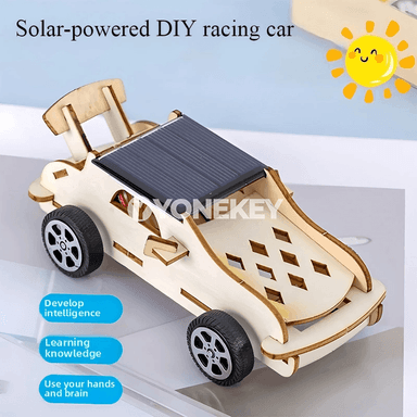Güneş energiýasy bilen işleýän agaç gurluşyk modeli, çagalar üçin DIY oýunjak