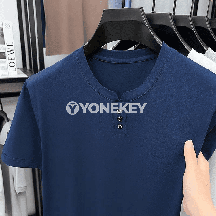 Erkekler üçin ýeňil gündelik Henley boýun futbolka
