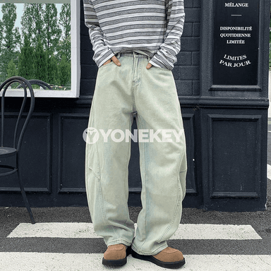 Erkekler üçin giň kesimli döwrebap denim balak, gündelik jeans