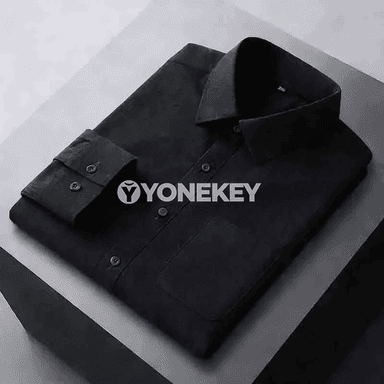 Erkekler üçin gündelik uzyn ýeňli köýnek, çal görnüşli rahat stil