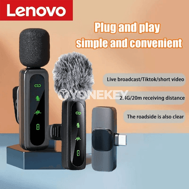Lenovo simsiz lavalier mikrofon, gaýtadan zarýad berilýän, ýazgy we stream üçin