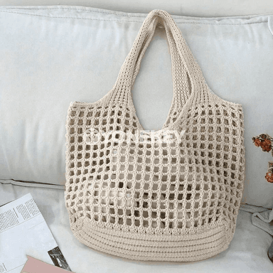 Zenanlar üçin örülen açyk large tote sumka, tomuslyk egin sumkasy