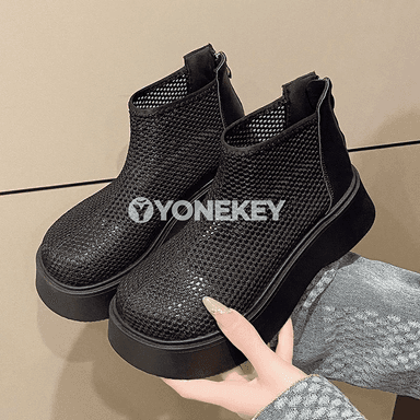 Aýal-gyzlar üçin ýazky mesh botlar, suw geçirmeýän platformaly