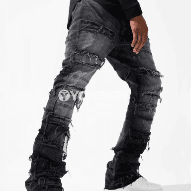 Erkekler üçin patchwork könelişen denim jeans , motosikl stili
