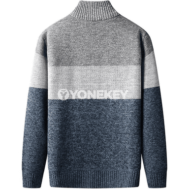 Erkekler üçin gyş ýyly fleece kardigan, zipli, dik boýunly