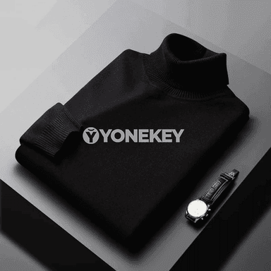 Erkekler üçin ýyly turtleneck sviter, tekiz reňkli uzyn ýeňli