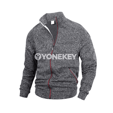 Erkekler üçin ýaz- güýz dik ýaka zipli ýeňil jaket
