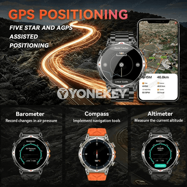 GUHUAVMI KC93 GPS sport akylly sagat, 5ATM suw geçirmez, Bluetooth jaňly