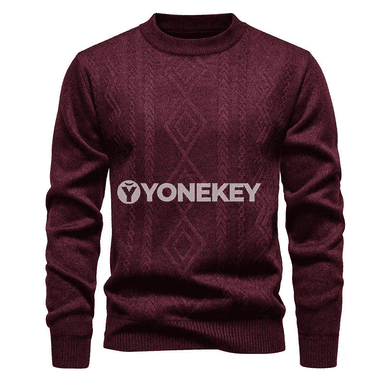 Erkekler üçin ýyly örülen switer, dykal boýunly, gündelik stil