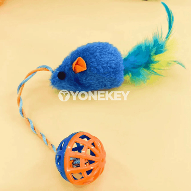 Pişik üçin jiltli plastik syçan oýunjaklary, sesli toplum