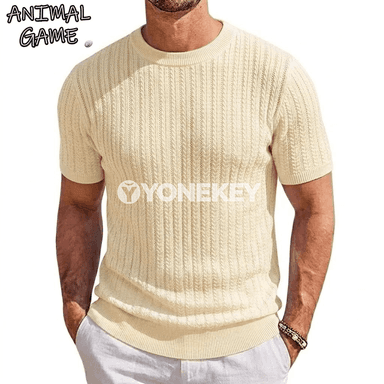 Erkekler üçin ýeňil ýazky gysga ýeňli tricot futbolka