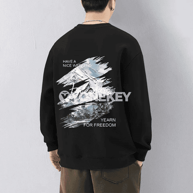 Erkekler üçin agyr pagta sweatshirt, ýaz-güýz üçin giň kesimli