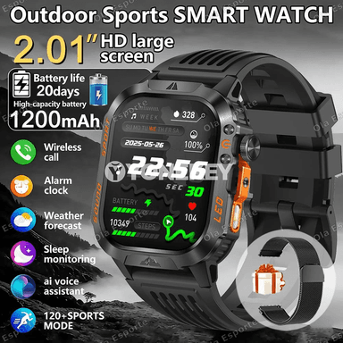 1200mAh GPSli akylly sagat, LED çyraly, suw geçirmeýän sport modeli HT30