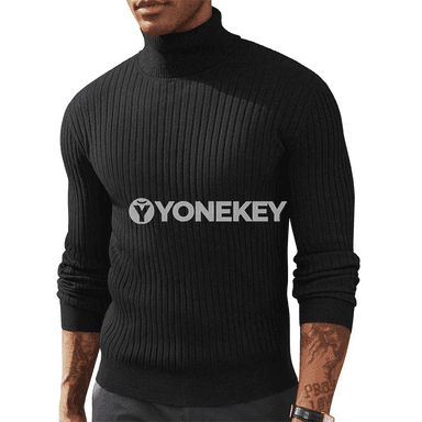 Erkekler üçin inçe ýyly turtlenek trikotaž switer