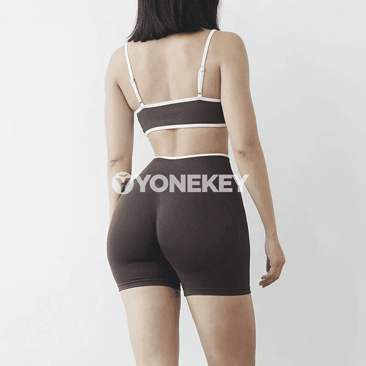 Aýallar üçin 2 bölekli seamless yoga toplumy, ýokary billi sport toplumy